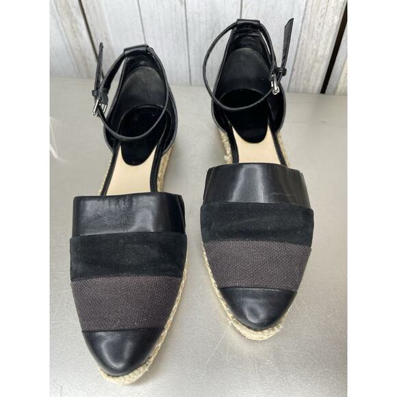 NINE WEST Ubetchao Black Faux Leather Ankle Strap Espadrille Flats Women’s 8 - Picture 2 of 5